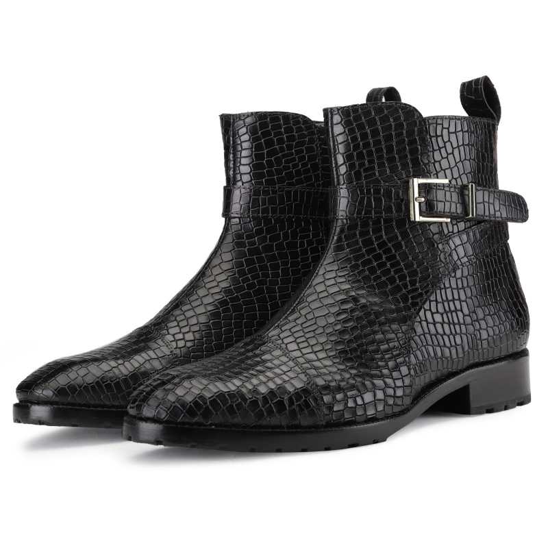 Jodhpur Boot In Patina Scales Black - Escaro Royale