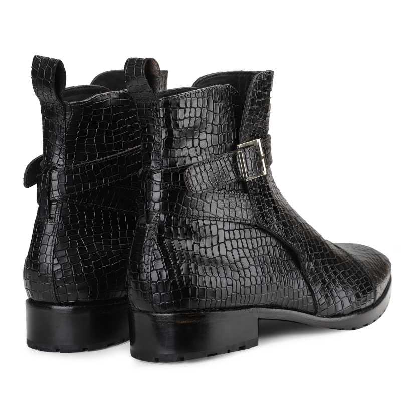 Jodhpur Boot In Patina Scales Black - Escaro Royale