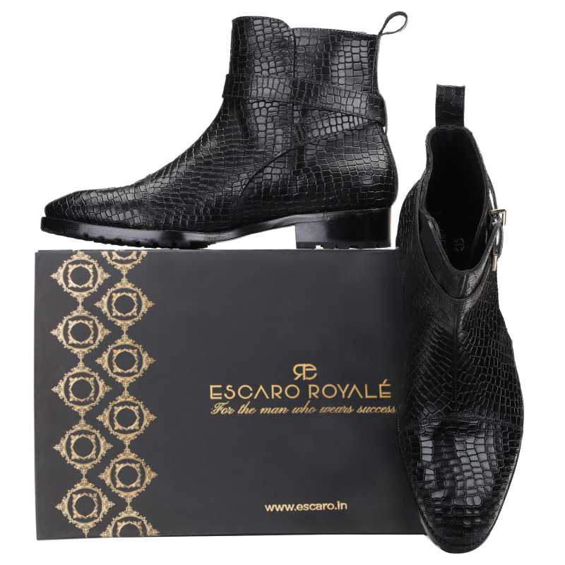 Jodhpur Boot In Patina Scales Black - Escaro Royale