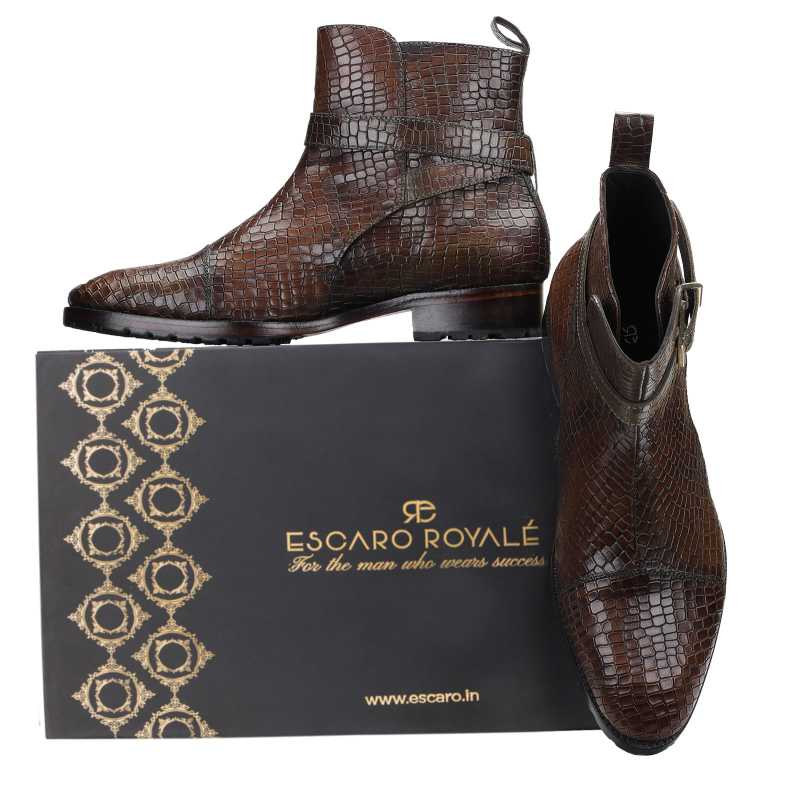 Jodhpur Boot In Patina Scales Olive - Escaro Royale