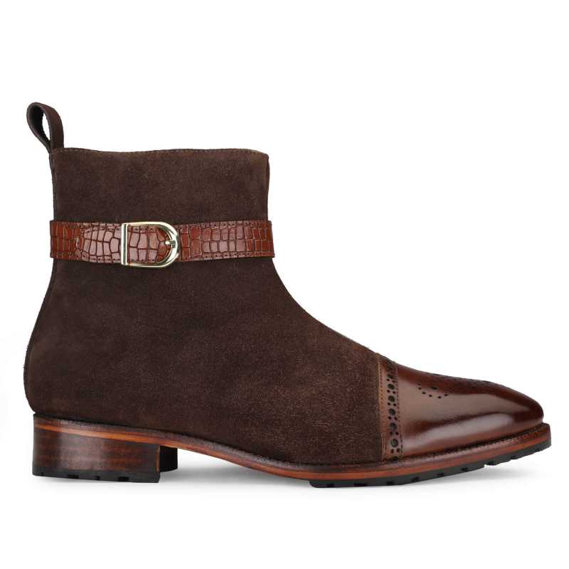 Citadel Zipper Boots in Brown Suede - Escaro Royale