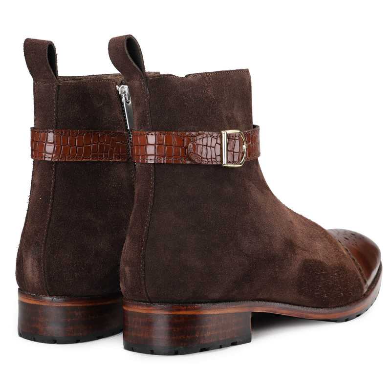 Citadel Zipper Boots in Brown Suede - Escaro Royale