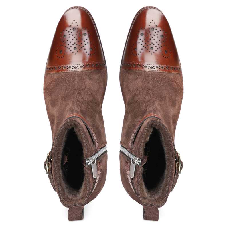 Citadel Zipper Boots in Brown Suede - Escaro Royale