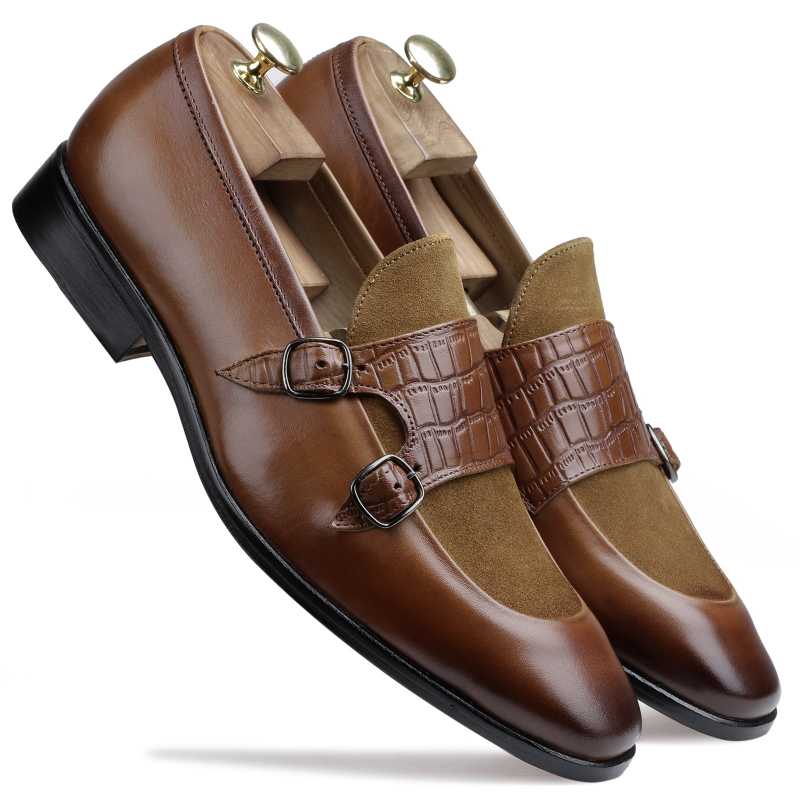 The Austin Double Monk Loafer In Tan - Escaro Royale