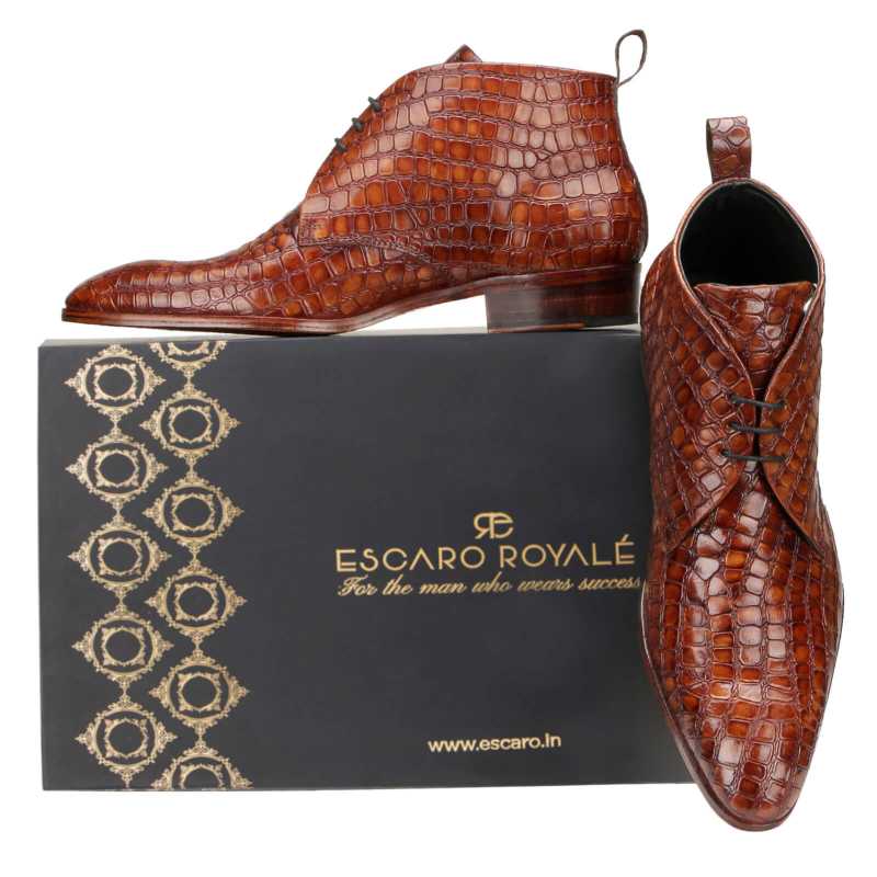 Optimus Chukka Boots in Patina Cognac - Escaro Royale
