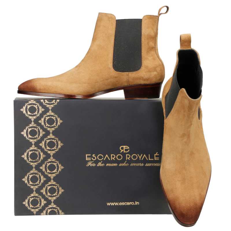 Iceman Chelsea Boots in Camel Color Suede - Escaro Royale