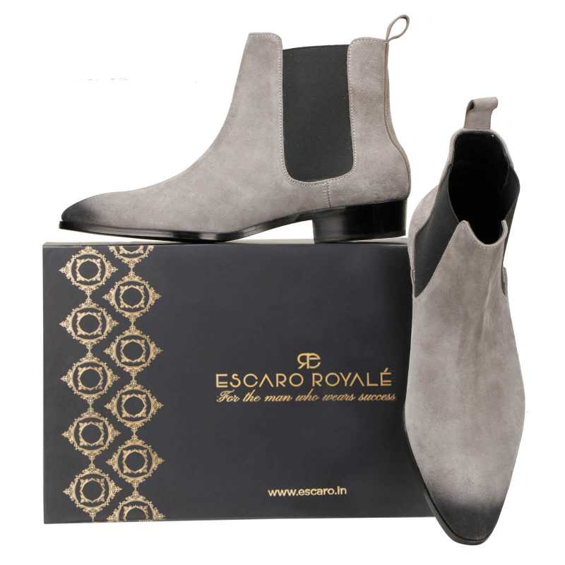 Iceman Chelsea Boots in Grey Suede - Escaro Royale