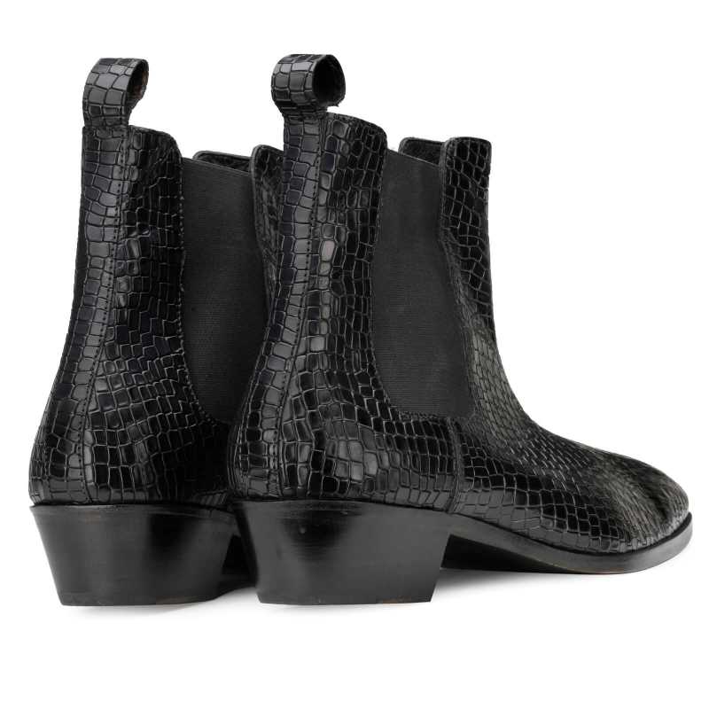 Maverick Chelsea Boots in Black with Cuba Heel - Escaro Royale