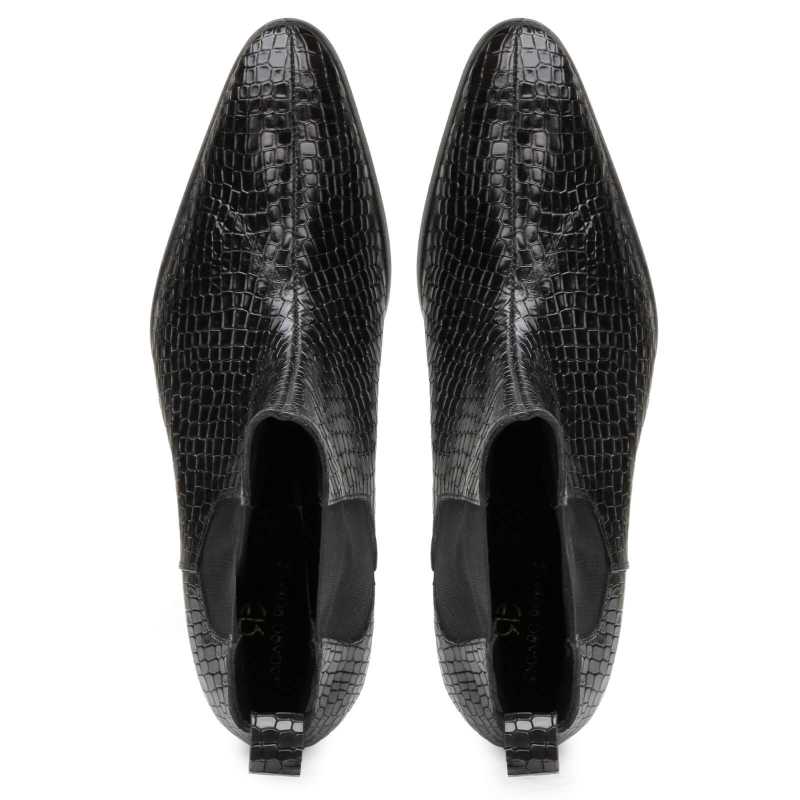 Maverick Chelsea Boots in Black with Cuba Heel - Escaro Royale