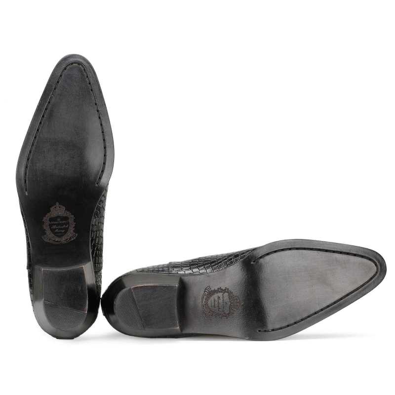 Maverick Chelsea Boots in Black with Cuba Heel - Escaro Royale