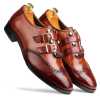 Tyler Wingtip Laceup Shoes with Dual Straps in Cognac - Escaro Royale