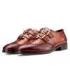 Tyler Wingtip Laceup Shoes with Dual Straps in Cognac - Escaro Royale