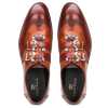 Tyler Wingtip Laceup Shoes with Dual Straps in Cognac - Escaro Royale