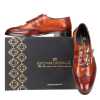Tyler Wingtip Laceup Shoes with Dual Straps in Cognac - Escaro Royale