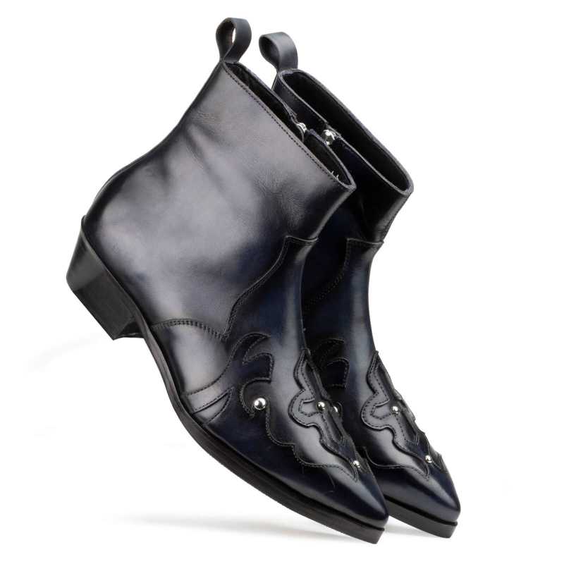 Montana Zipper Cowboy Boots in Black Blue - Escaro Royale