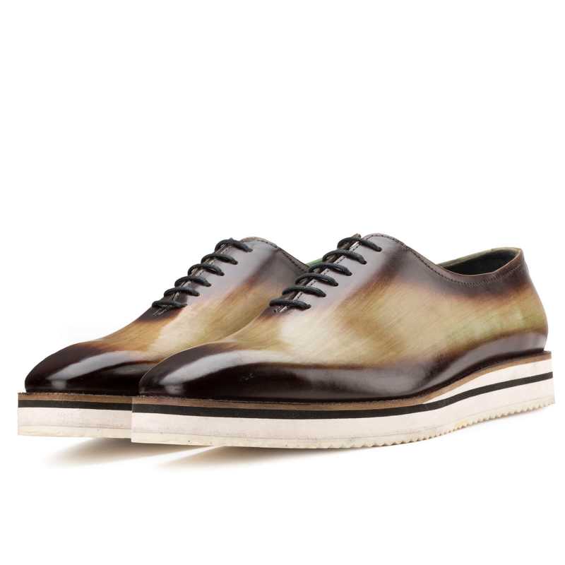 The Amerigo Wholecut Oxford in Green Burnish - Escaro Royale