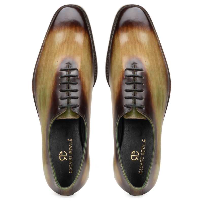 The Amerigo Wholecut Oxford in Green Burnish - Escaro Royale