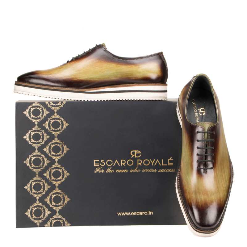 The Amerigo Wholecut Oxford in Green Burnish - Escaro Royale