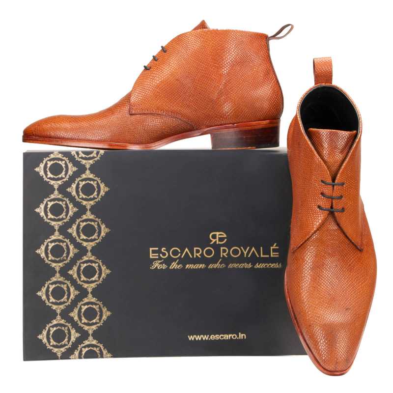 Optimus Chukka Boots in Patina Scales Tan - Escaro Royale