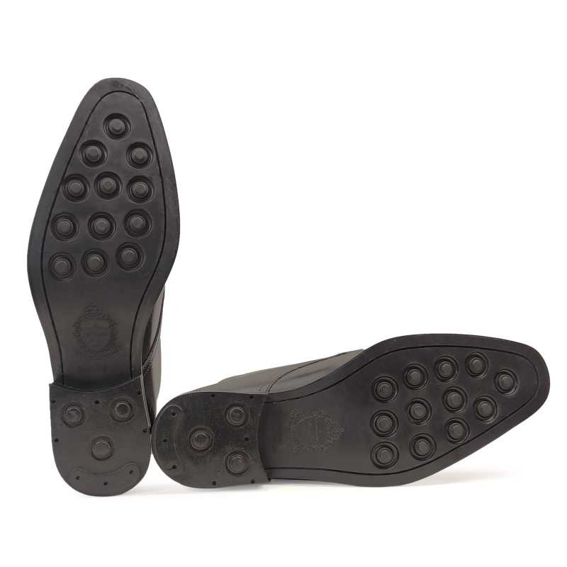 Bond Double Monk Captoe Boots in Black - Escaro Royale